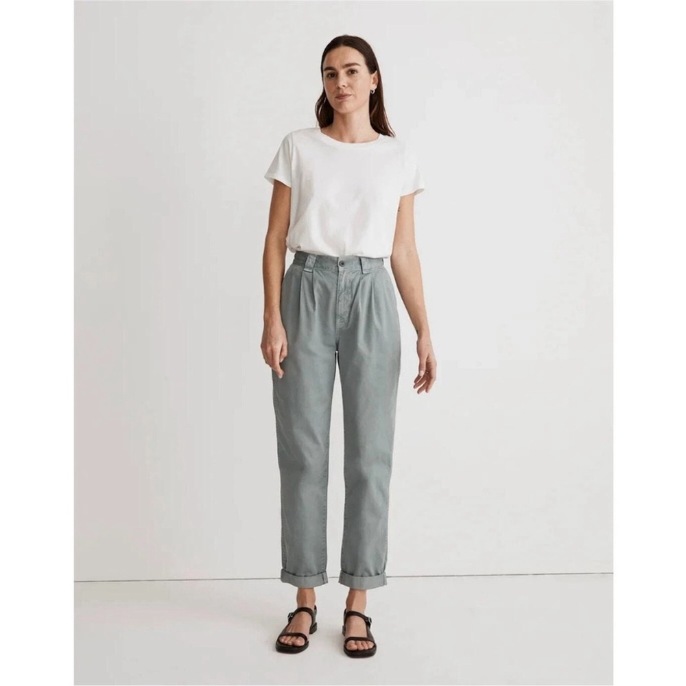 Madewell Garment Dye Tapered Chino Womens Sz 26 in Overcast Viscose Pleated